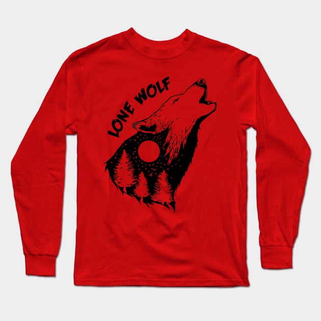 Lone Wolf Long Sleeve T-Shirt by BullBee